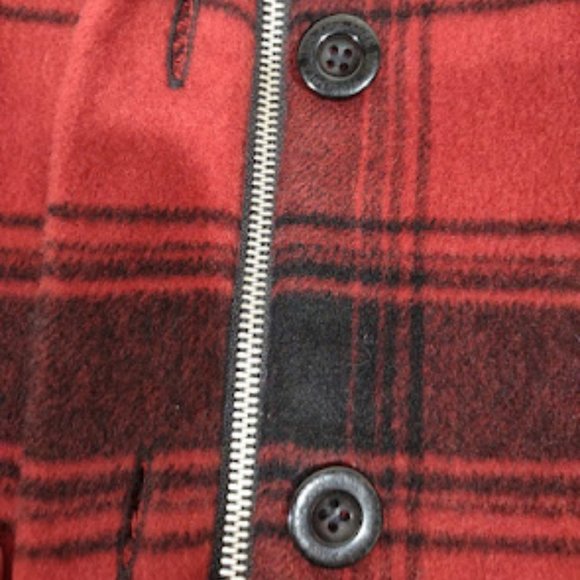 PINK BY VICTORIA SECRETS RED AND BLACK WOOL PLAID PEACOAT WOMAN'S SIZE XS - Picture 9 of 16